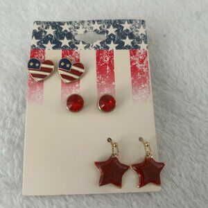 American Graphic Dangle Earrings set of 3 Womens Fashion Jewelry US accessories